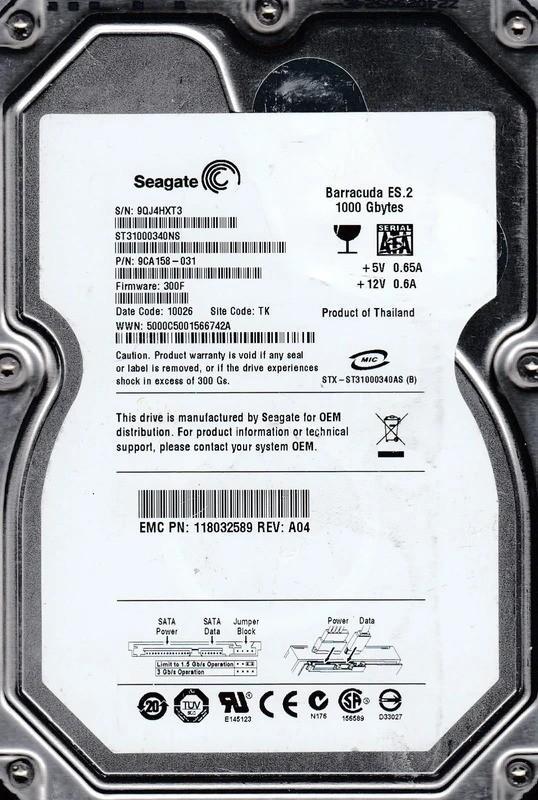 HD Seagate ES.2 van 1 TB - 3,5" SATA - ST31000340NS (2), Computers en Software, Harde schijven, Gebruikt, Laptop, Intern, SATA