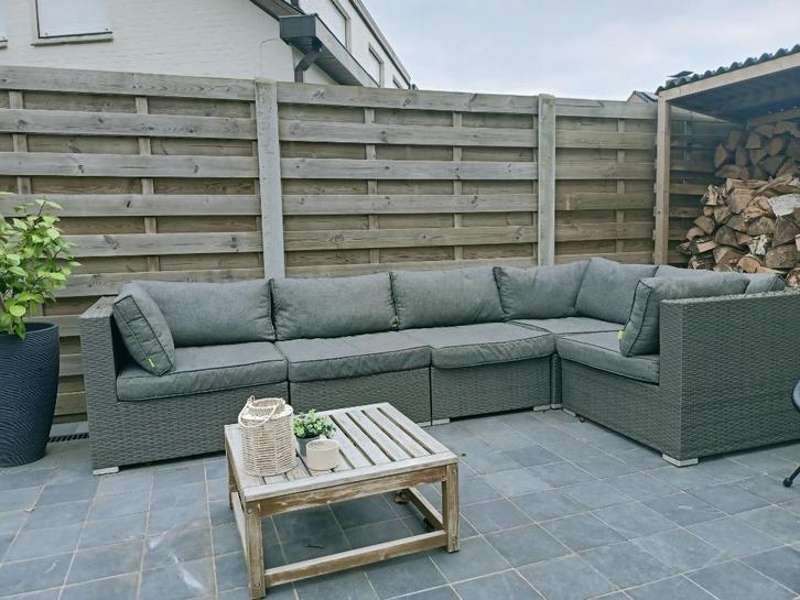 Lounge - modulair 5 stuks x 60cm x 60cm, Tuin en Terras, Tuinsets en Loungesets, Gebruikt, Loungeset, Wicker, 6 zitplaatsen, Bank