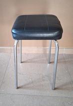 vintage chroom kruk met zwarte zitting, Huis en Inrichting, Ophalen, Gebruikt, Overige materialen