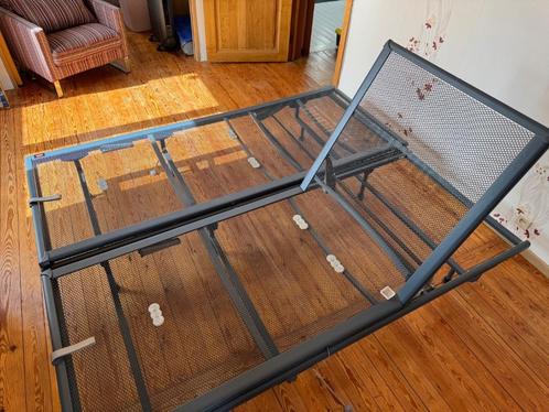 Lit Auping 180 x 220cm, Huis en Inrichting, Slaapkamer | Bedden, Gebruikt, Tweepersoons, 180 cm, 220 cm, Metaal, Grijs, Verstelbaar