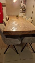 Boomstamtafel 300 x 100 x 78 met metalen onderstel, Ophalen, Zo goed als nieuw