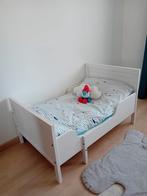 IKEA Sundvik uitschuifbaar kinderbed + boxspring + matras, Ophalen, Verstelbaar, Eenpersoons, Wit