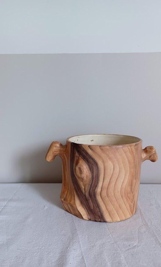 Vallauris Grandjean-Jourdan - bloempot - Faux Bois - '50-'60, Jardin & Terrasse, Enlèvement ou Envoi, Moins de 25 cm, Poterie