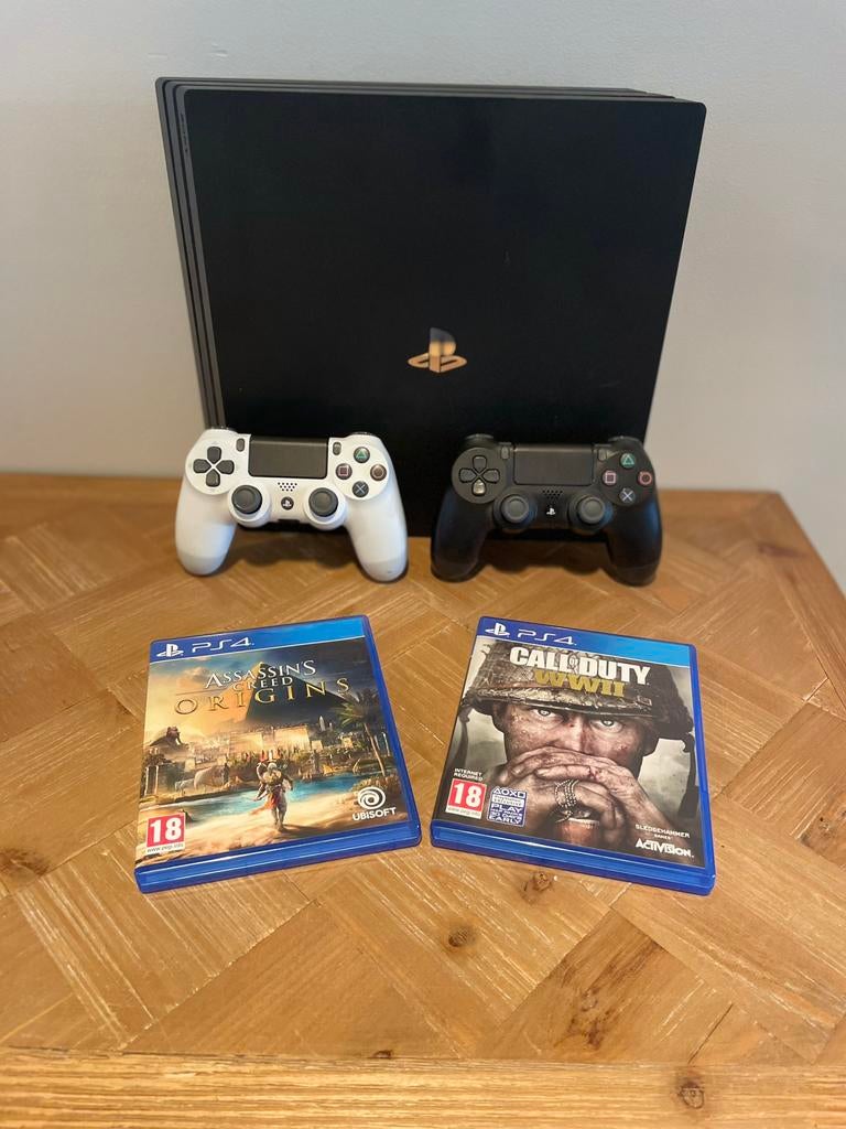 Playstation 4 Pro (1TB) + games en 2 controllers, Comme neuf, Enlèvement, 1 TB, Pro