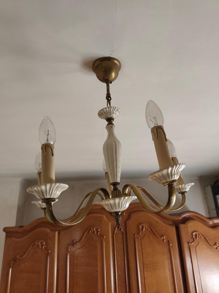 Vintage kroonluchter jaren 50, Huis en Inrichting, Lampen | Kroonluchters, Ophalen, Gebruikt, Metaal, Vintage nostalgische stijl