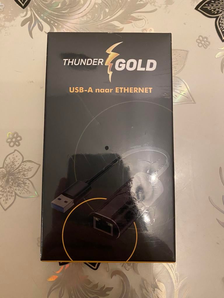 USB-A naar Ethernet Adapter – Thunder Gold Netwerk Converter, Ophalen, Zo goed als nieuw