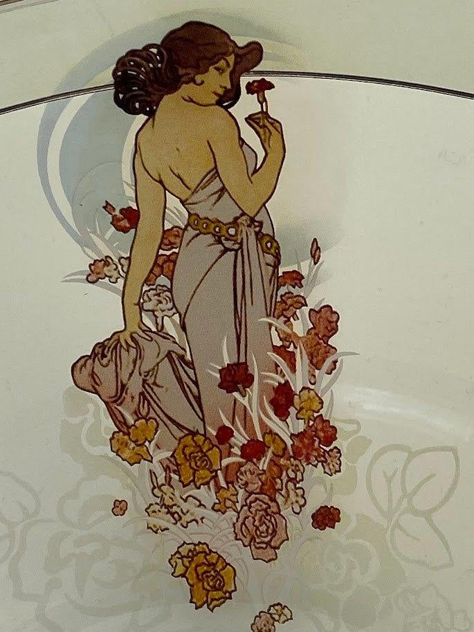 Grote porseleinen schaal van GOEBEL, gedecoreerd door MUCHA, Antiquités & Art, Antiquités | Miroirs, Enlèvement, Rond