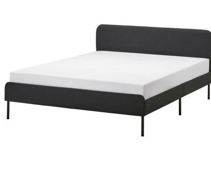 Cadre de lit 2 places sommier en lattes, Maison & Meubles, Chambre à coucher | Lits boxsprings, Gris, Enlèvement