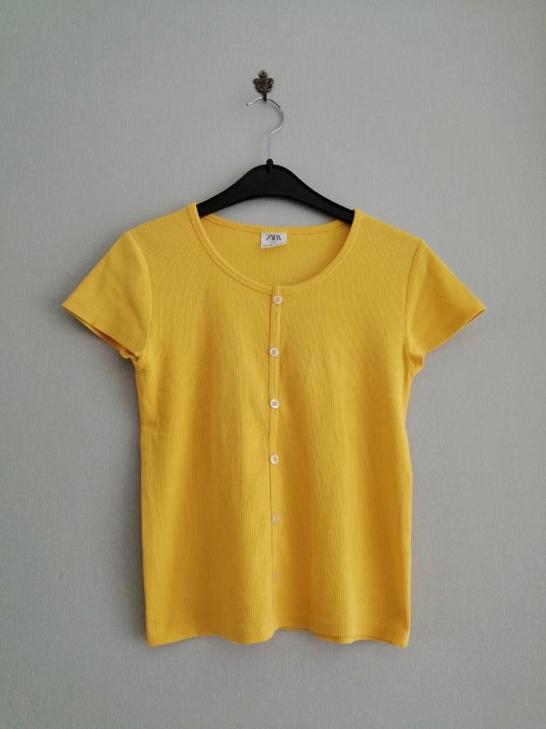 magnifique t-shirt jaune Zara taille 10 ans, Chemise ou À manches longues, Zara, Utilisé, Fille