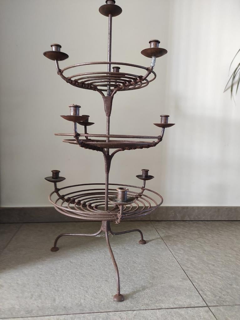 Ijzeren kandelaar voor 10 kaarsen. 85 cm hoog, 40 cm breed, Ophalen