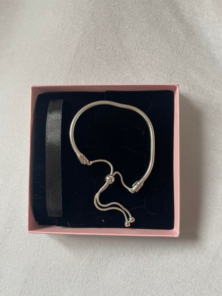 Verstelbare armband Pandora (voor bedels), Handtassen en Accessoires, Ophalen of Verzenden, Nieuw, Zilver, Zilver