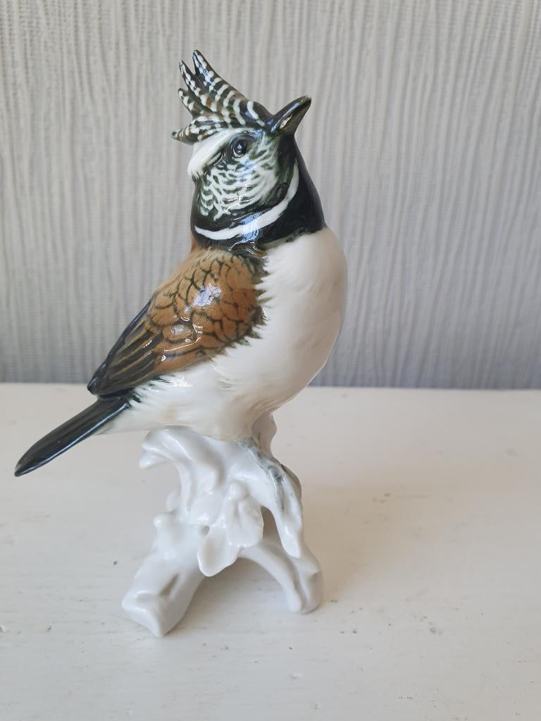 Karl Ens porseleinen vogel – kuifmees – handbeschilderd, Ophalen of Verzenden, Zo goed als nieuw, Dier