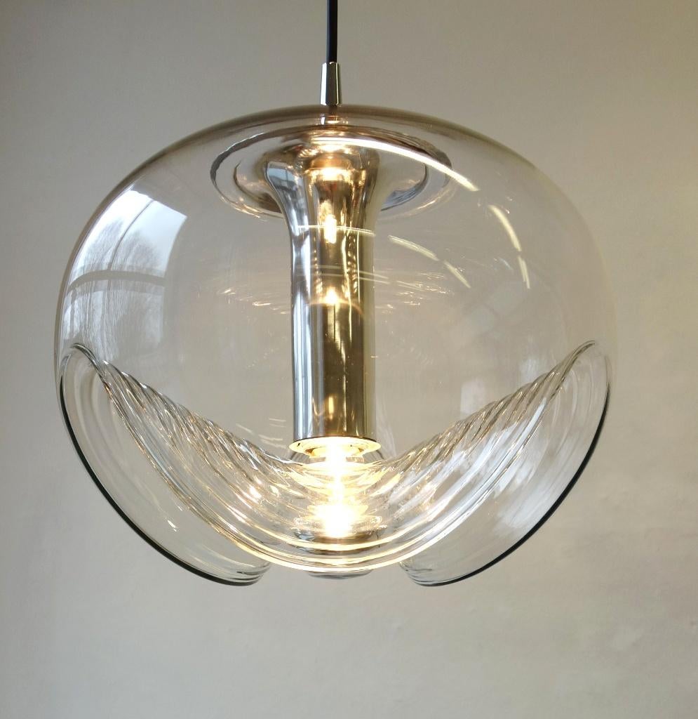 Vintage Peill & Putzler Wave hanglamp Futura Space Age XXL, 75 cm ou plus, Enlèvement ou Envoi, Vintage design hanglamp 70's Space Age bubble