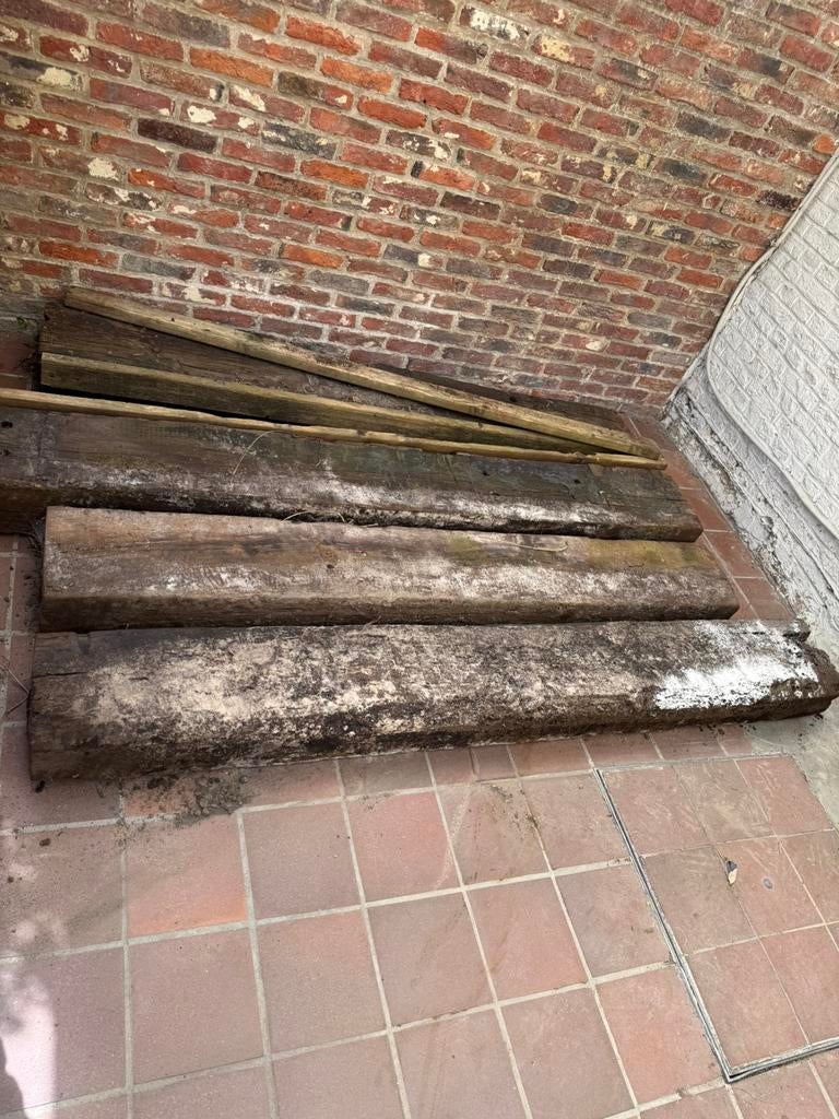 4 treinbilzen, Tuin en Terras, Palen, Balken en Planken, Ophalen, Gebruikt