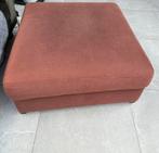 Grote vierkante poef in bruine stof, Ophalen, Stof