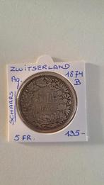 Suisse 5 francs 1874 B AG TRÈS RARE !, Enlèvement ou Envoi