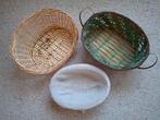3 rieten manden, dat met stoffen bekleding 21 x 28.5 cm, Ophalen of Verzenden, Ovaal, Riet, Mand