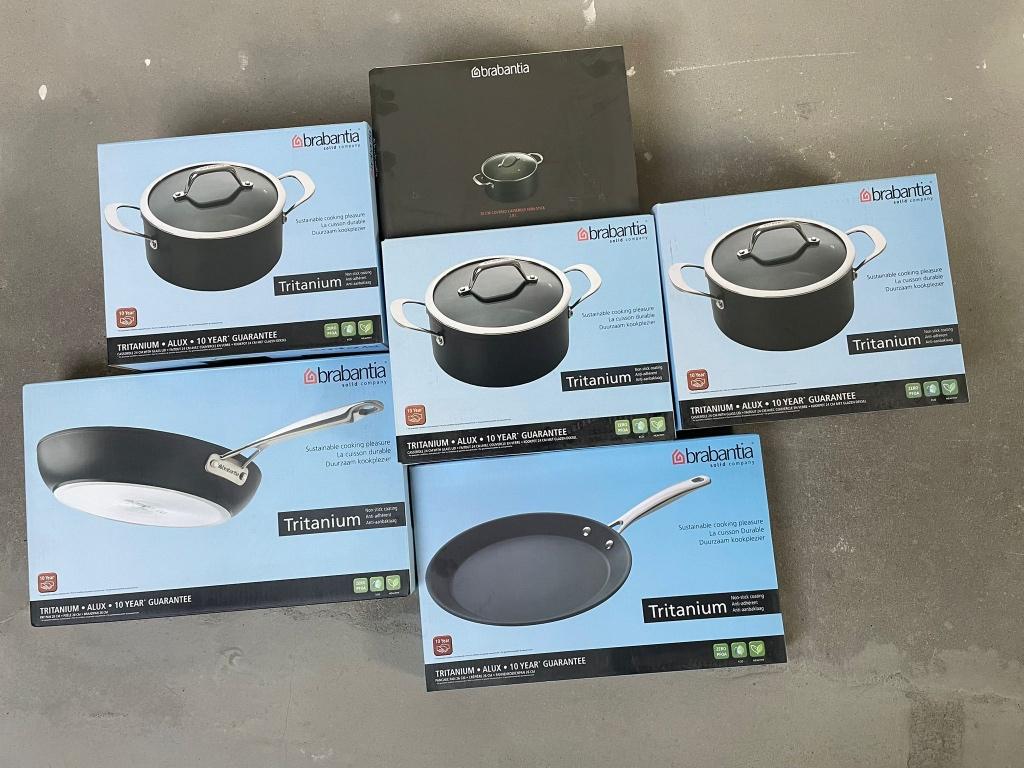 Brabantia Tritanium potten en pannen set, Maison & Meubles, Enlèvement, Neuf, Ensemble de casseroles