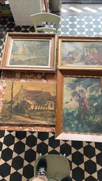 Lot de 4 huiles sur toile anciennes 180 euros, Enlèvement
