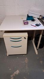 Lmetalen beige laptop/printer tafel met klasseerwagen, Computers en Software, Laptoptafels, Ophalen