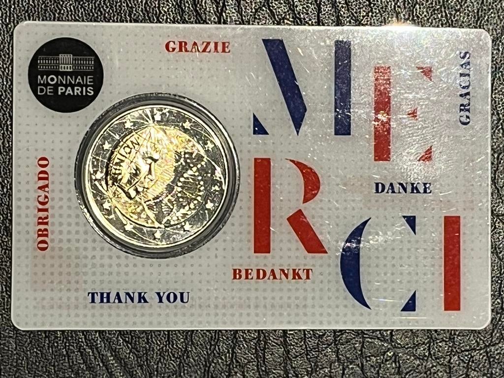 Frankrijk 2020 coincard “Merci”, Postzegels en Munten, Munten | Europa | Euromunten, Ophalen, Frankrijk, 2 euro, Losse munt