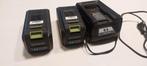 lader + accus voor Central park grasmachine, Enlèvement, Utilisé, Tondeuses à gazon sur batterie