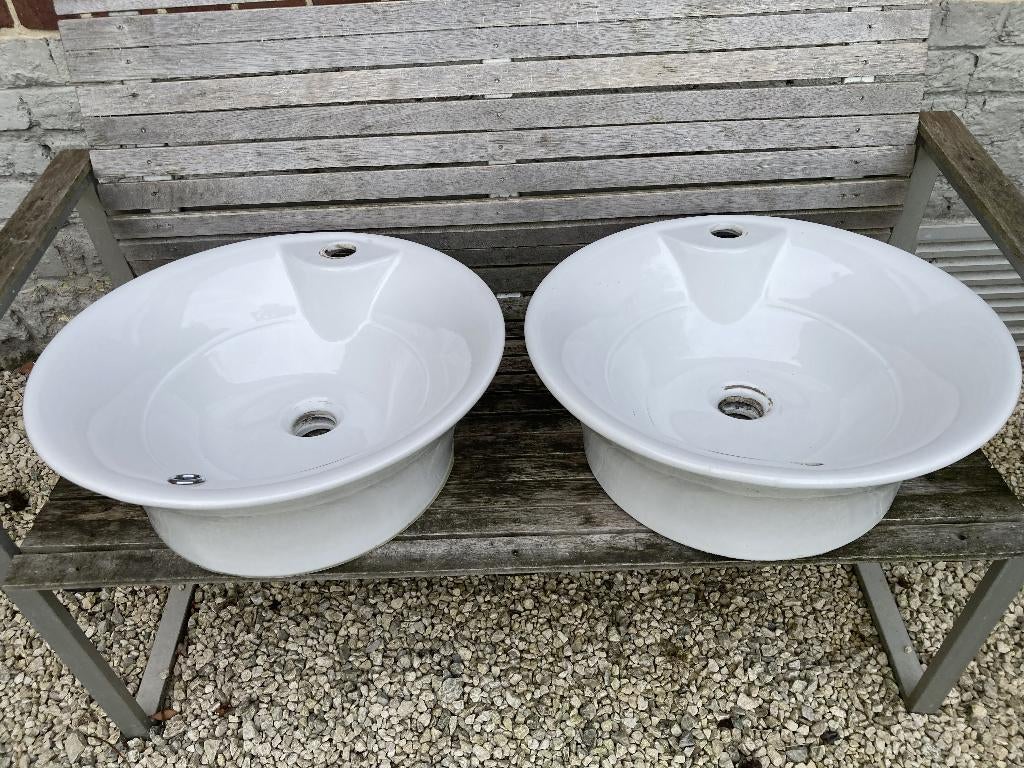 Keramische ronde lavabo's - opbouw badkamer, Huis en Inrichting, Ophalen, Minder dan 50 cm, Gebruikt, Overige typen