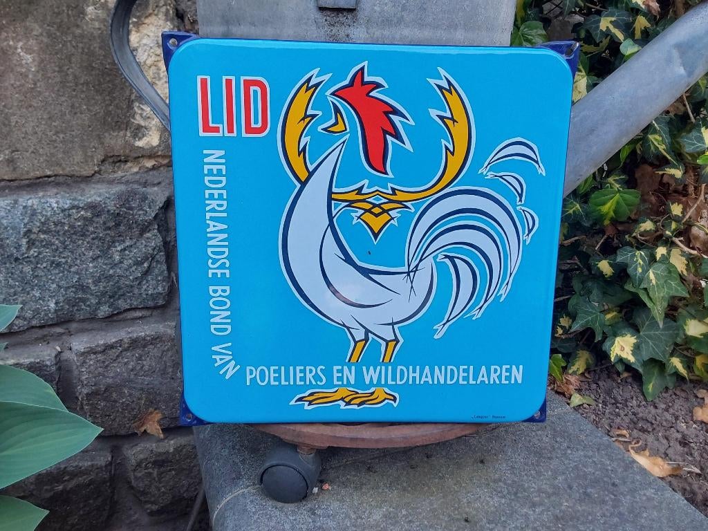 Emaille Reclamebord bord Wildhandelaren Langcat B, Verzamelen, Ophalen of Verzenden, Zo goed als nieuw, Reclamebord