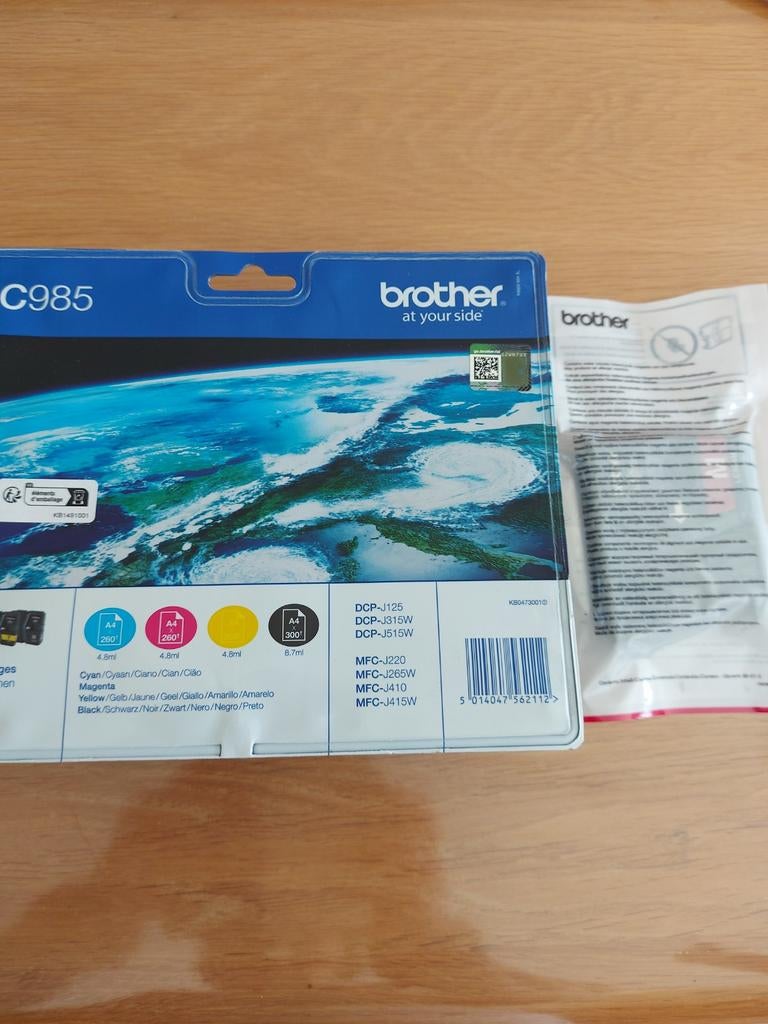 Originele cartridges Brother LC985, 4 kleuren + 1 magenta, Ophalen of Verzenden