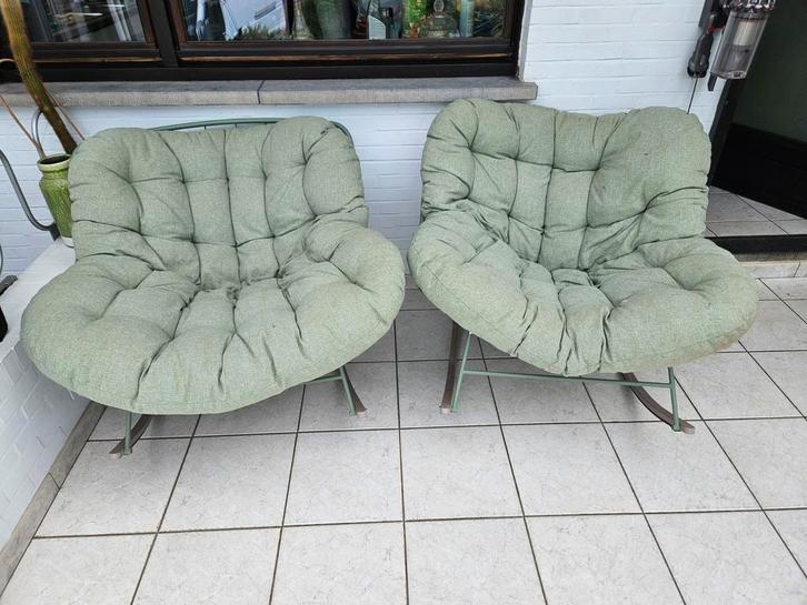 Schommelstoel Breskens groen met kussen, Tuin en Terras, Tuinsets en Loungesets, Ophalen