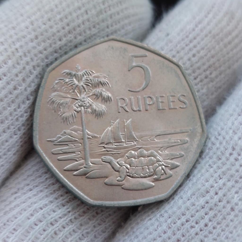 Munt / Seychellen / Elisabeth II / 5 Rupees / 1972 / UNC, Postzegels en Munten, Munten | Oceanië, Ophalen of Verzenden, Losse munt