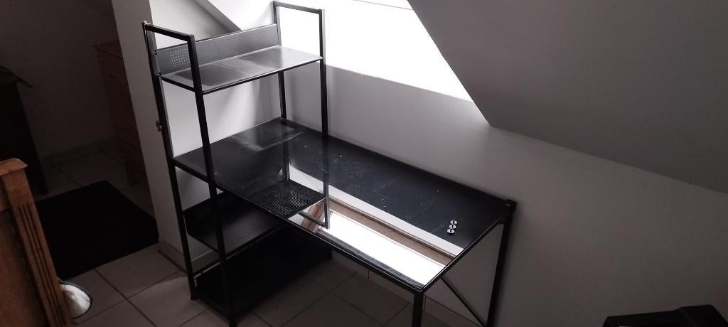 Bureau - étagère noir brillant, Maison & Meubles, Enlèvement, Comme neuf, Noir