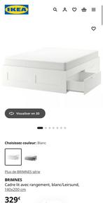 Lit 140x200cm BRIMNES ikea avec matelas VESTERÖY ikea, Enlèvement, Comme neuf