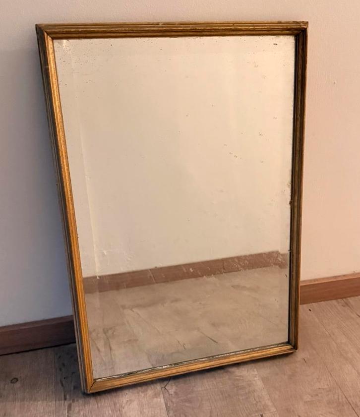 Vintage spiegel – goudkleurig houten kader – retro, Antiek en Kunst, Antiek | Spiegels, Ophalen