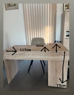bureau in eiken-look met ladeblok en open vakke, Ophalen, Zo goed als nieuw, Bureau