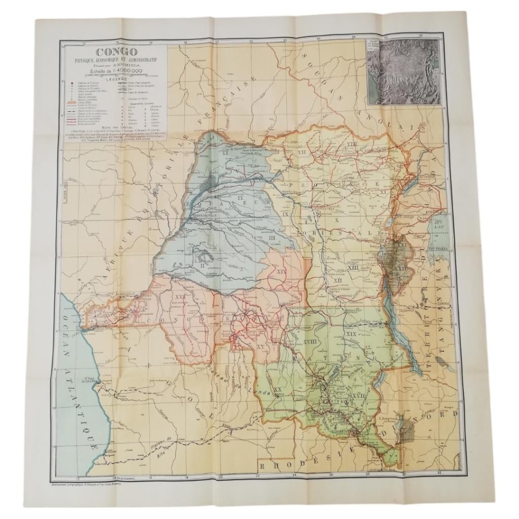 Belgisch Congo - administratieve landkaart, Verzamelen, Ophalen of Verzenden, Overige soorten, Overige typen