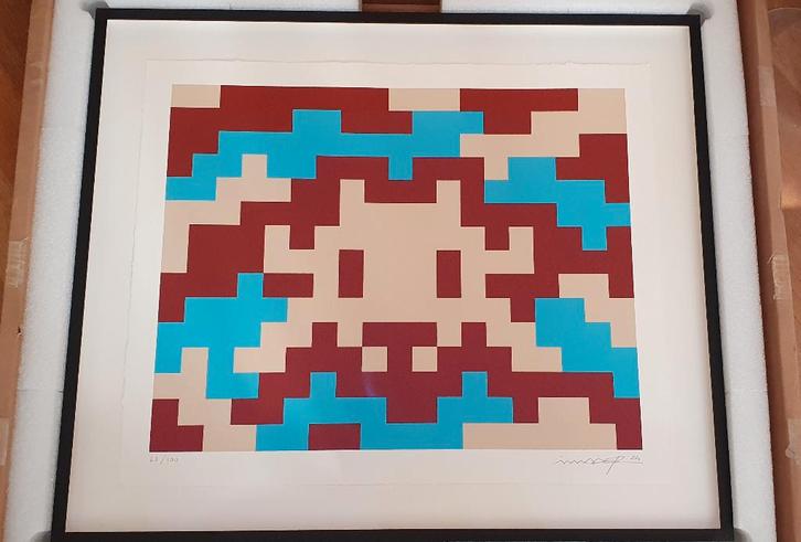 Invader, CAMO M-3C-M1, gesigneerd + ingekaderd, Antiek en Kunst, Kunst | Litho's en Zeefdrukken, Ophalen