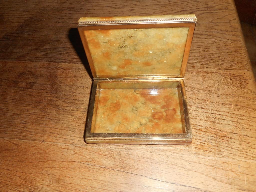 boite en albâtre, Vintage, Enlèvement ou Envoi, Utilisé, Brun