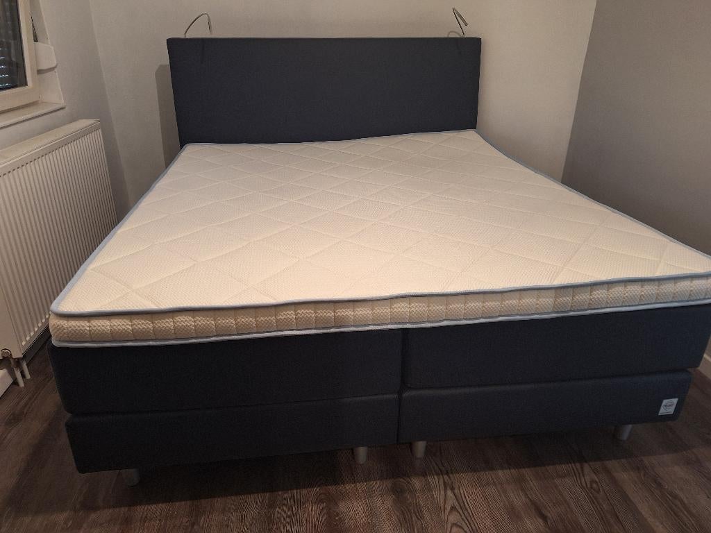 Bed, Ophalen, Blauw, 210 cm, Tweepersoons
