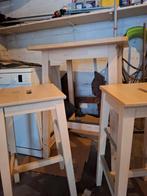 ikea hoge tafel en krukken massief hout, Ophalen, Zo goed als nieuw