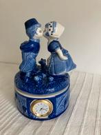 Blauw-wit porseleinen Hollands, draaiend muziekdoosje, 18 cm, Antiek en Kunst, Ophalen of Verzenden