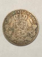 Munt zilver België 20 cent Leopold I  1853 blootshoofd, Zilver, Ophalen of Verzenden, Losse munt, Zilver