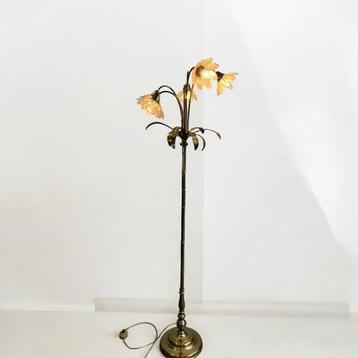 Vintage gouden lotus staanlamp / vloerlamp  beschikbaar voor biedingen
