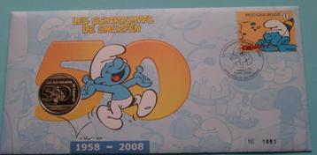 Année 2008 : 3811 du bloc 159 - Numisletter : Les schtroump, Timbres & Monnaies, Enlèvement