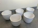 5 stuks keramieken bloempot mat wit, diameter 17cm, Tuin en Terras, Ophalen, Rond, Nieuw, Binnen