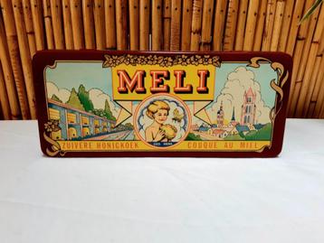 Vintage 1980 rechthoekige metalen doos van Meli, Meli Park