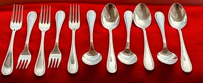 Set van 11 verzilverd bestek - periode: +/- 1940., Antiek en Kunst, Antiek | Bestek, Ophalen of Verzenden