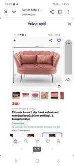 Velvet zetel nieuwstaat, Huis en Inrichting, Zetels | Complete zithoeken, Ophalen, Zo goed als nieuw, Stof