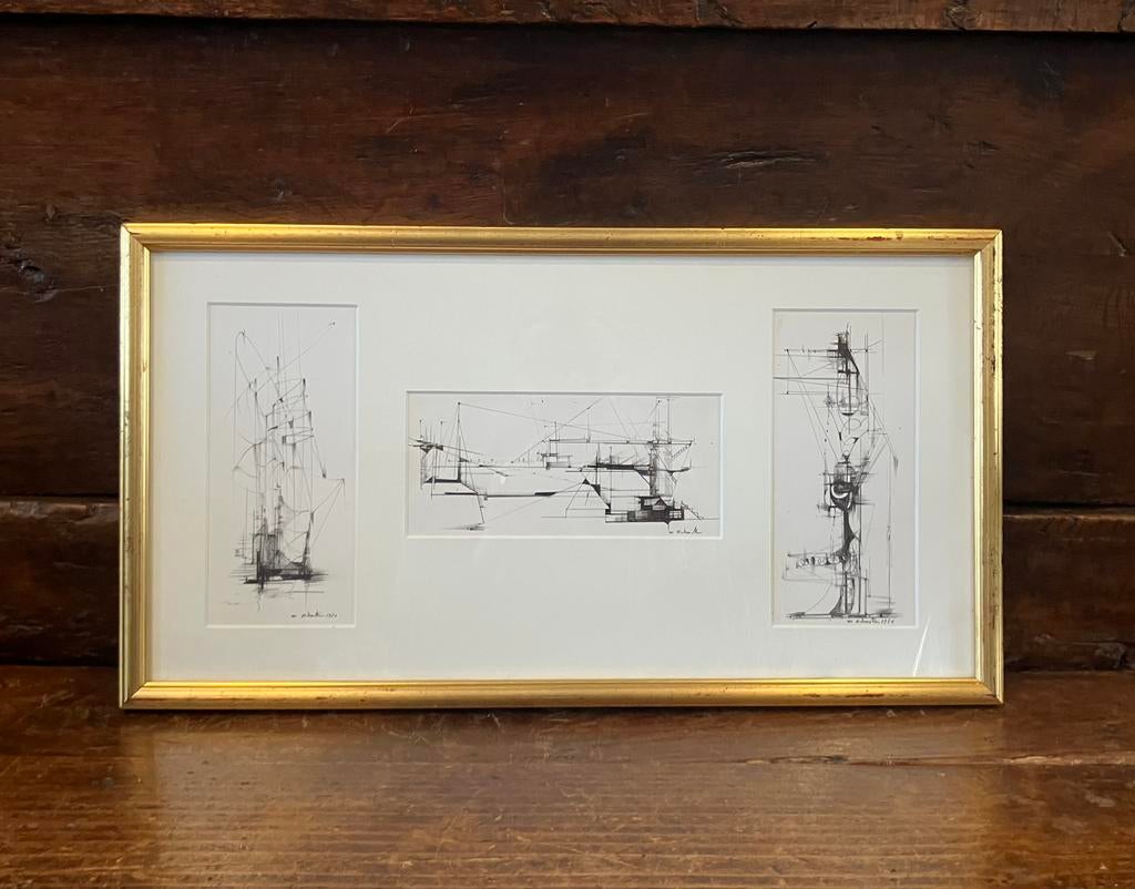 Compositions géométriques Marcel Delmotte, Antiek en Kunst, Kunst | Tekeningen en Fotografie, Ophalen of Verzenden