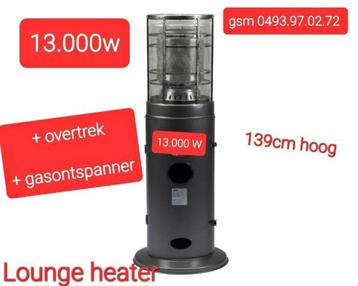 TERRASVERWARMER 13.000 NIEUW incl overtrek en ontspanner 